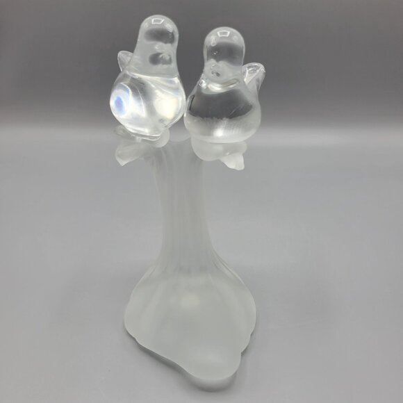 Vintage Artmark Glass Crystal Clear & Frosted Branch Love Birds Figurine 5.5" - Picture 10 of 15